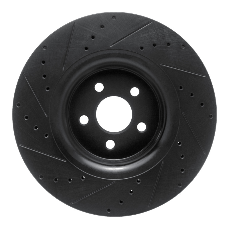 Ford Edge Brake Rotor (1) - Front Right - R1 Concepts - Drilled & Slotted - Black - `15-`21